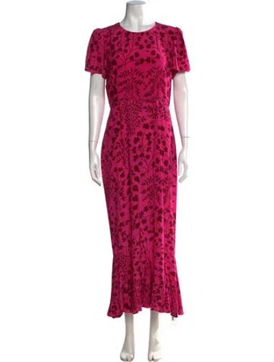Pre-owned Rhode Floral Print Long Dress In Pink