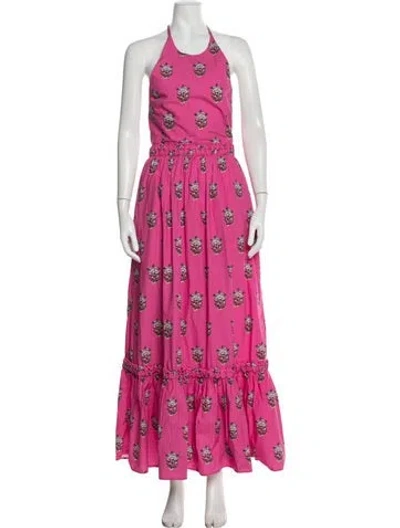 Pre-owned Rhode Floral Print Long Dress In Pink
