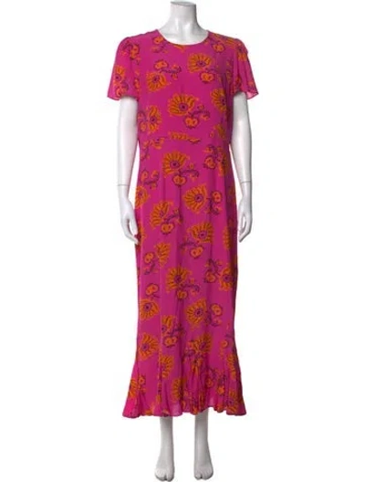 Pre-owned Rhode Floral Print Long Dress In Pink