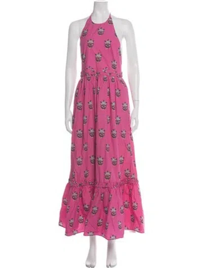 Pre-owned Rhode Floral Print Long Dress In Pink