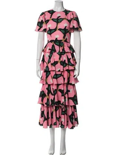 Pre-owned Rhode Floral Print Long Dress In Pink