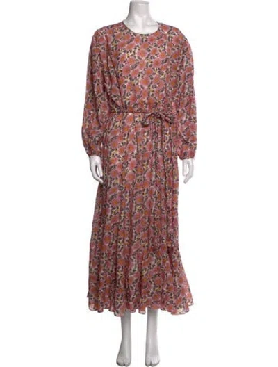 Pre-owned Rhode Floral Print Long Dress In Pink