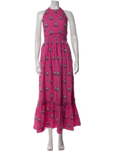 Pre-owned Rhode Floral Print Long Dress In Pink