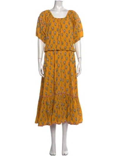 Pre-owned Rhode Floral Print Long Dress In Pink/yellow