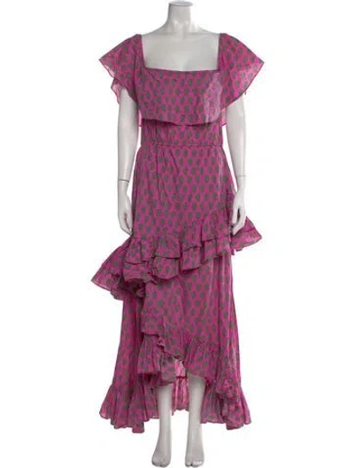 Pre-owned Rhode Floral Print Long Dress In Purple