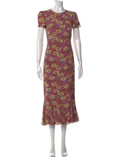 Pre-owned Rhode Floral Print Long Dress In Purple