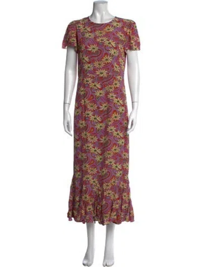 Pre-owned Rhode Floral Print Long Dress In Purple