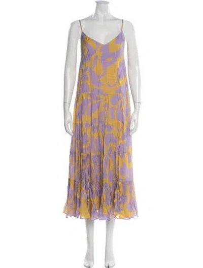 Pre-owned Rhode Floral Print Long Dress In Purple