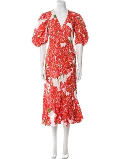 Pre-owned Rhode Floral Print Long Dress In Red