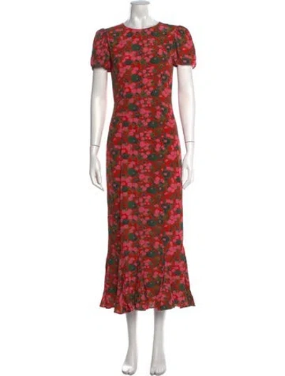 Pre-owned Rhode Floral Print Long Dress In Red