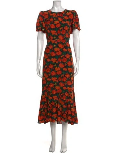 Pre-owned Rhode Floral Print Long Dress In Red