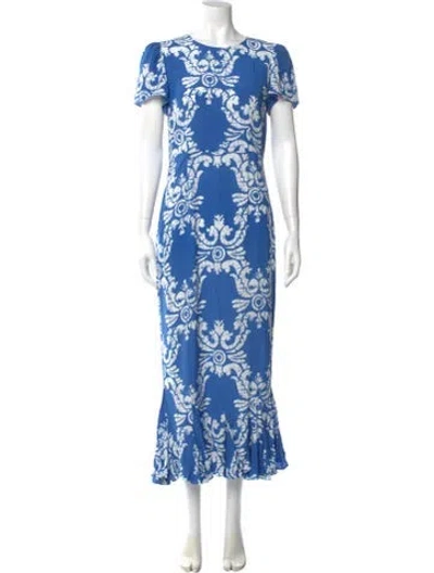 Pre-owned Rhode Floral Print Long Dress W/ Tags In Blue
