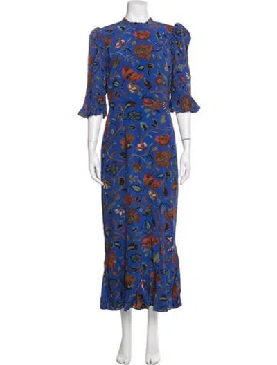 Pre-owned Rhode Floral Print Long Dress W/ Tags In Blue