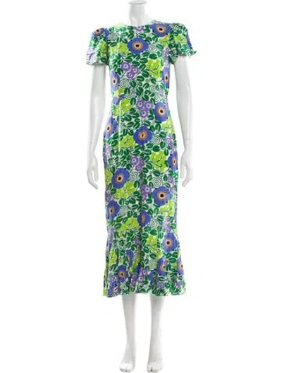 Pre-owned Rhode Floral Print Long Dress W/ Tags In Green