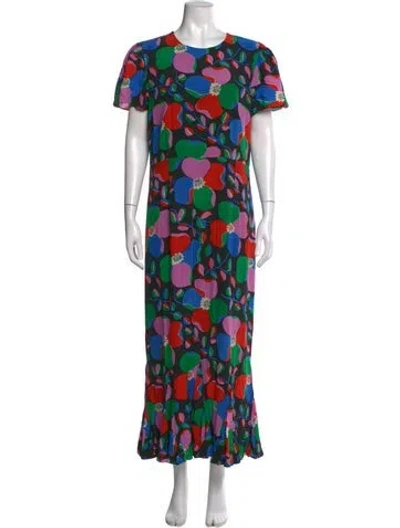 Pre-owned Rhode Floral Print Long Dress W/ Tags In Green