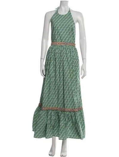 Pre-owned Rhode Floral Print Long Dress W/ Tags In Green