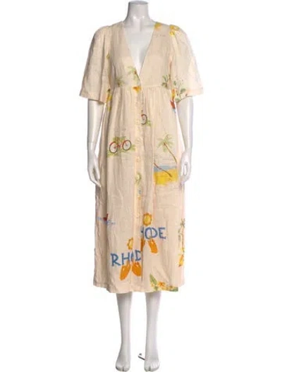 Pre-owned Rhode Floral Print Long Dress W/ Tags In Neutral