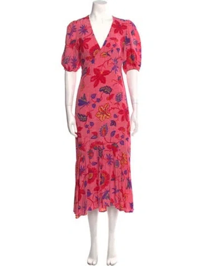 Pre-owned Rhode Floral Print Long Dress W/ Tags In Pink