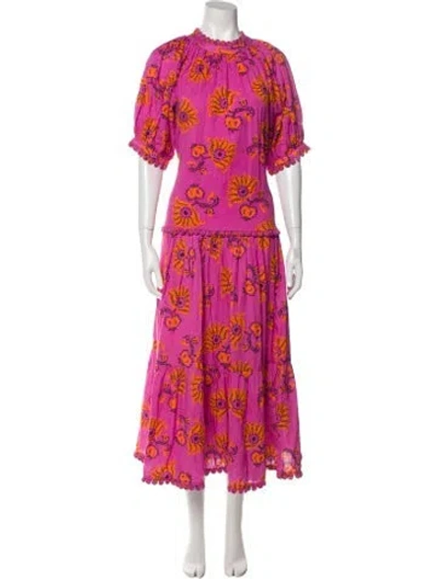Pre-owned Rhode Floral Print Long Dress W/ Tags In Purple
