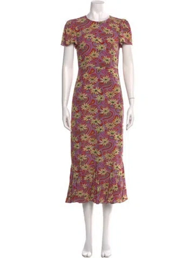 Pre-owned Rhode Floral Print Long Dress W/ Tags In Purple