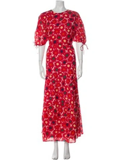 Pre-owned Rhode Floral Print Long Dress W/ Tags In Red