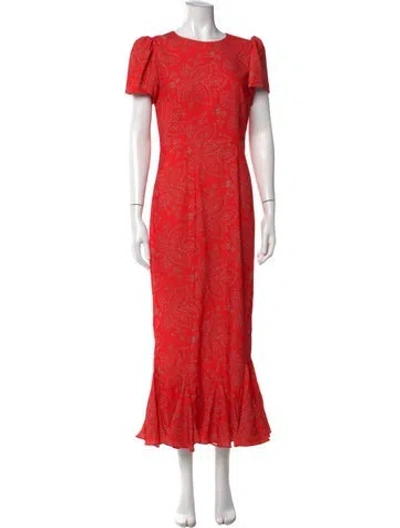 Pre-owned Rhode Floral Print Long Dress W/ Tags In Red