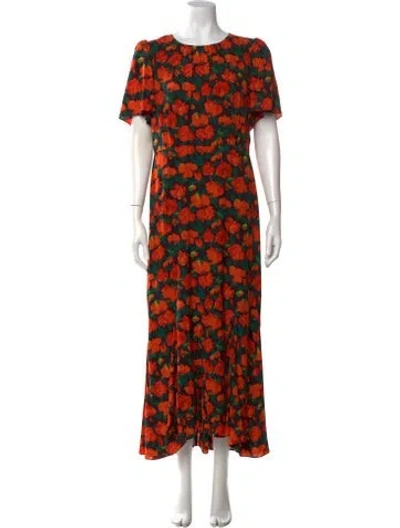 Pre-owned Rhode Floral Print Long Dress W/ Tags In Red