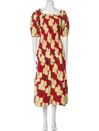 Pre-owned Rhode Floral Print Long Dress W/ Tags In Yellow