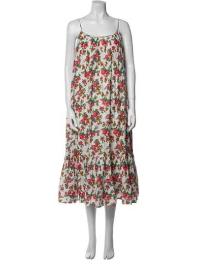 Pre-owned Rhode Floral Print Long Dress In White