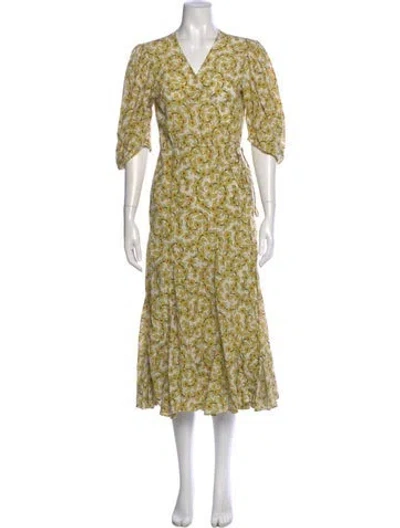 Pre-owned Rhode Floral Print Long Dress In Yellow