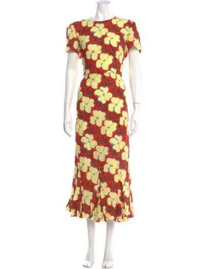 Pre-owned Rhode Floral Print Long Dress In Yellow