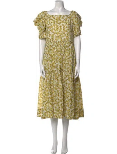 Pre-owned Rhode Floral Print Long Dress In Yellow