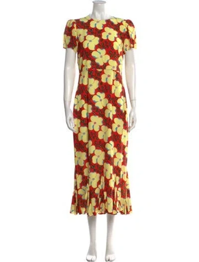 Pre-owned Rhode Floral Print Long Dress In Yellow