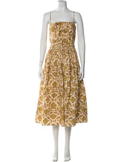 Pre-owned Rhode Floral Print Long Dress In Yellow