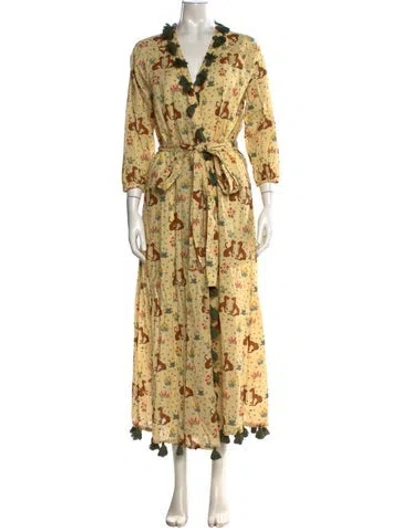 Pre-owned Rhode Floral Print Long Dress In Yellow