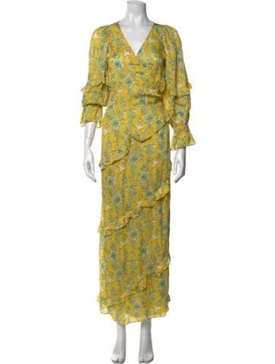 Pre-owned Rhode Floral Print Long Dress In Yellow