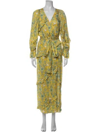 Pre-owned Rhode Floral Print Long Dress In Yellow