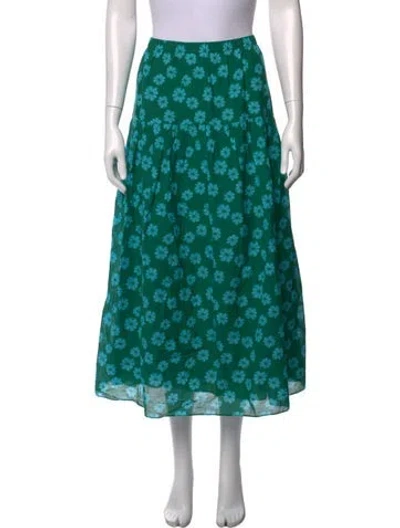 Pre-owned Rhode Floral Print Long Skirt In Green