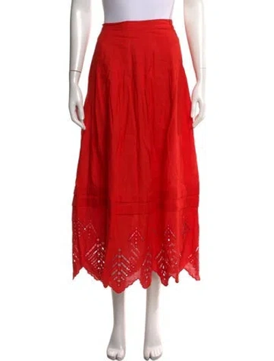 Pre-owned Rhode Floral Print Long Skirt W/ Tags In Orange