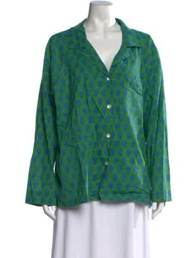 Pre-owned Rhode Floral Print Long Sleeve Blouse In Green