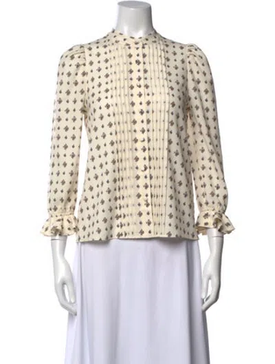 Pre-owned Rhode Floral Print Long Sleeve Blouse In Neutrals