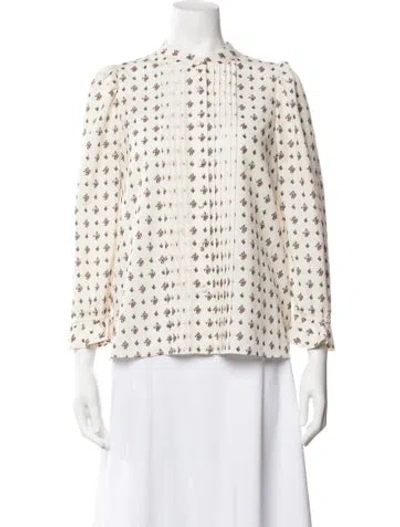 Pre-owned Rhode Floral Print Long Sleeve Blouse In Neutrals/white