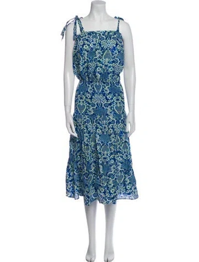 Pre-owned Rhode Floral Print Midi Length Dress In Blue
