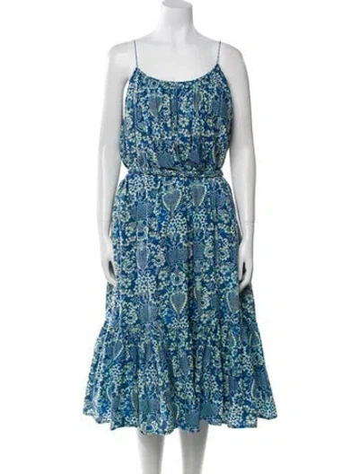 Pre-owned Rhode Floral Print Midi Length Dress In Blue