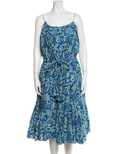 Pre-owned Rhode Floral Print Midi Length Dress In Blue