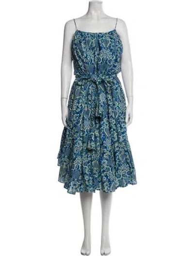 Pre-owned Rhode Floral Print Midi Length Dress In Blue