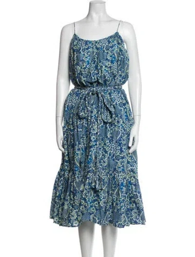 Pre-owned Rhode Floral Print Midi Length Dress In Blue
