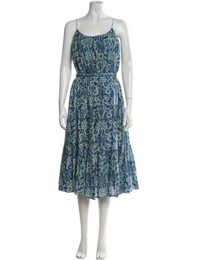 Pre-owned Rhode Floral Print Midi Length Dress In Blue