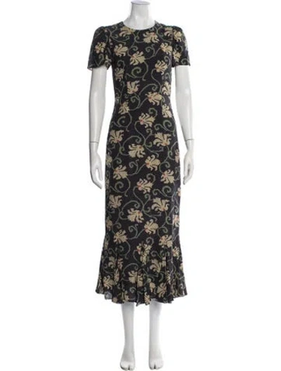 Pre-owned Rhode Floral Print Midi Length Dress In Blue
