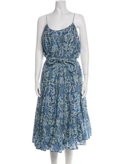 Pre-owned Rhode Floral Print Midi Length Dress In Green